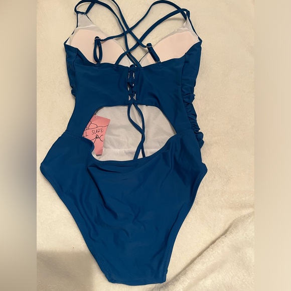 NWT Medium blue one piece swimsuit - Picture 2 of 2